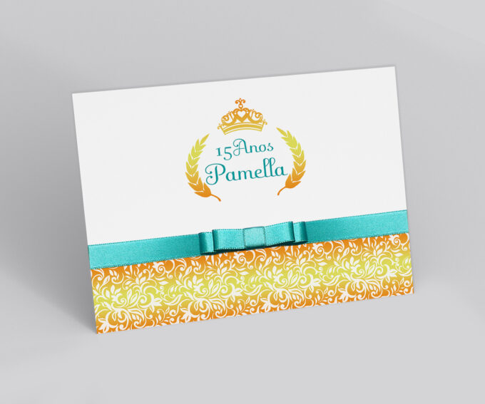 Convite Personalizado Aniversário 15 Anos Festa Dourado com Azul Tiffany