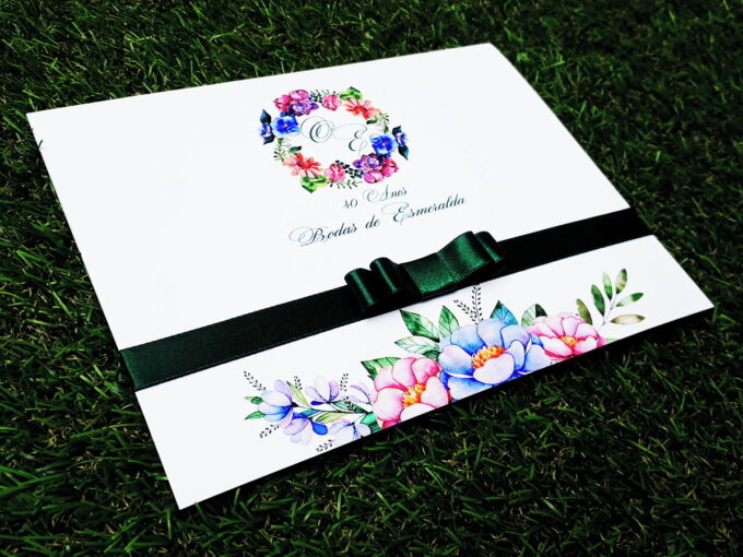 Convite Personalizado Bodas de Esmeralda Casamento Floral Verde