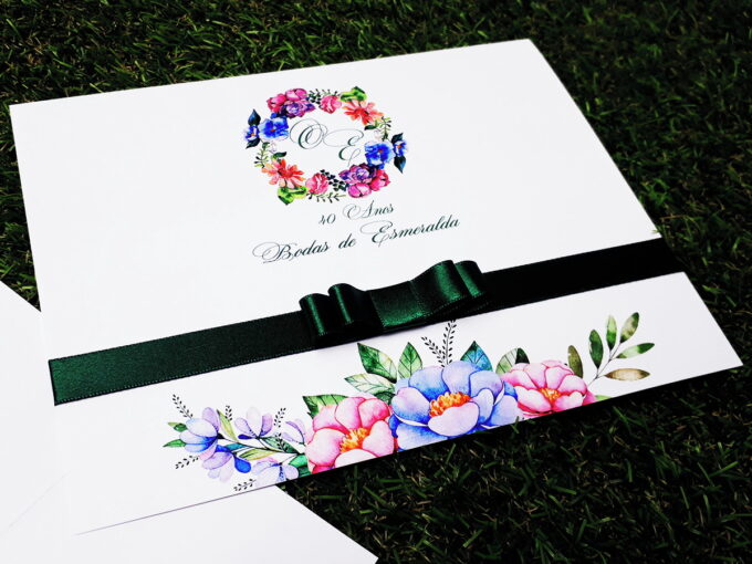 Convite Personalizado Bodas de Esmeralda Casamento Floral Verde