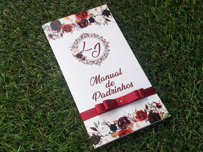 Convite Manual de Padrinhos Floral Marsala Personalizado