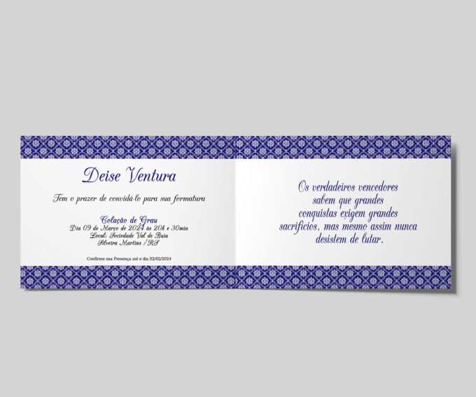 Convite pequeno para Formatura em Administração Personalizado