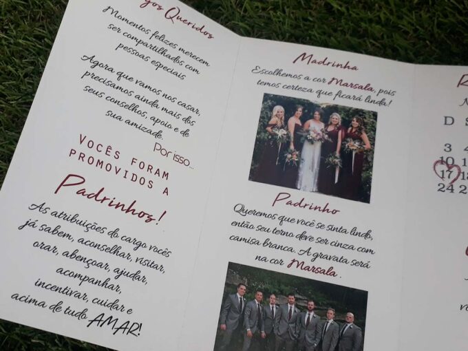 Convite Manual dos Padrinhos Marsala Personalizado