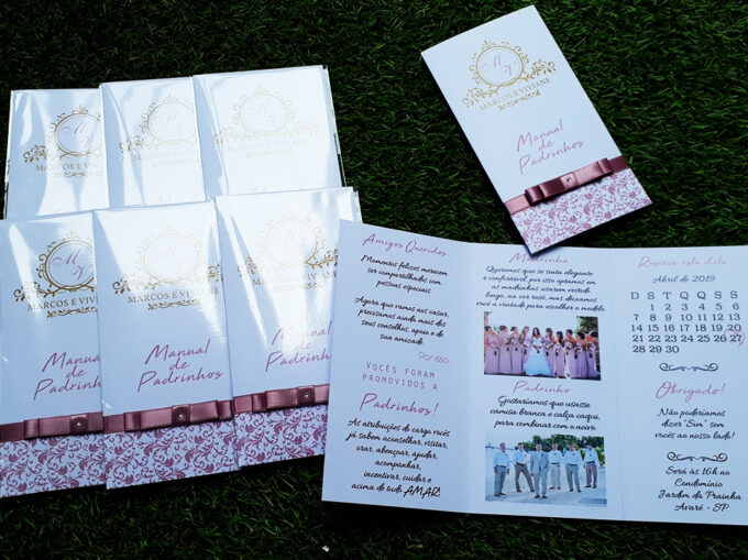 Convite Manual de Padrinhos Rosê Personalizado