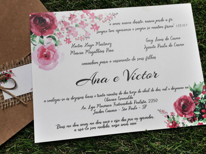 Convite Casamento Rústico Floral Marsala com Sisal Personalizado