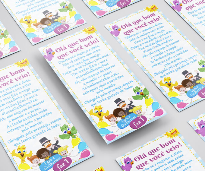 Menu Cardápio ou Agradecimento para Aniversário Infantil, Mundo Bita