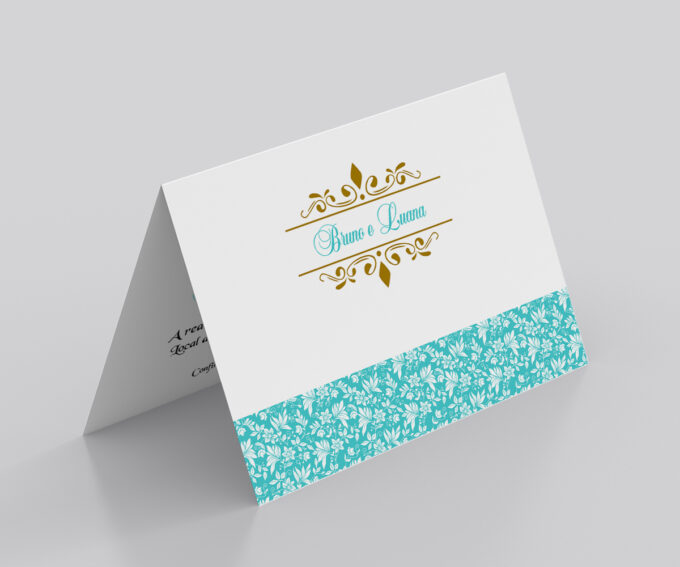 Convite de Casamento Aniversário Bodas Festa Azul Tiffany com Dourado
