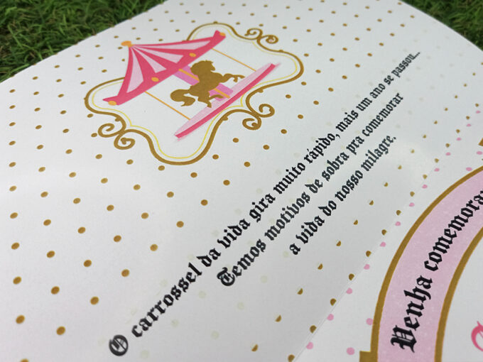 Convite Para Aniversário Tema Carrossel Encantado Rosa