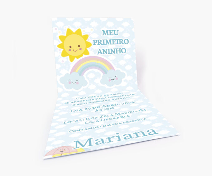 Convite para Aniversário Infantil Chuva de Benção