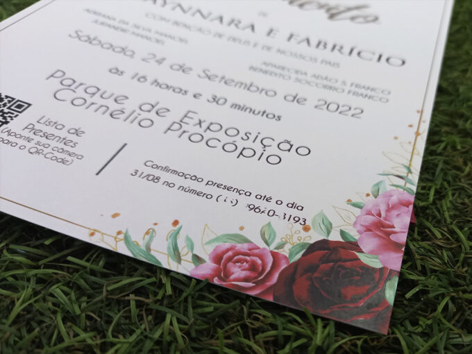 Convite de casamento com envelope Marsala Bodas Aniversário Floral