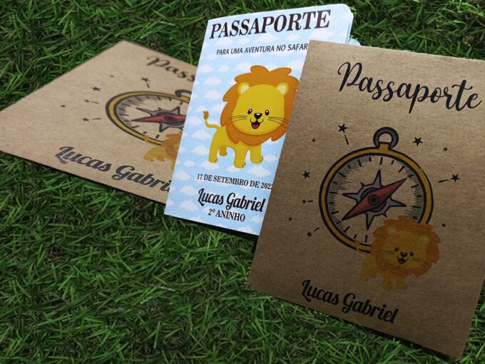 Convite Passaporte para aniversario Infantil Safari