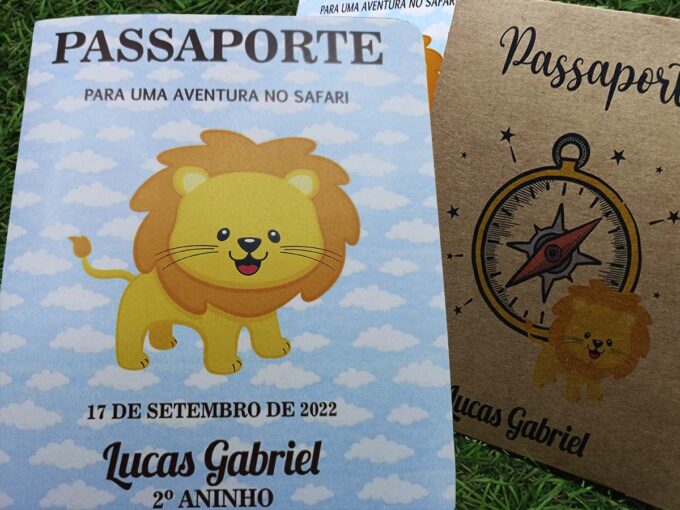 Convite Passaporte para aniversario Infantil Safari
