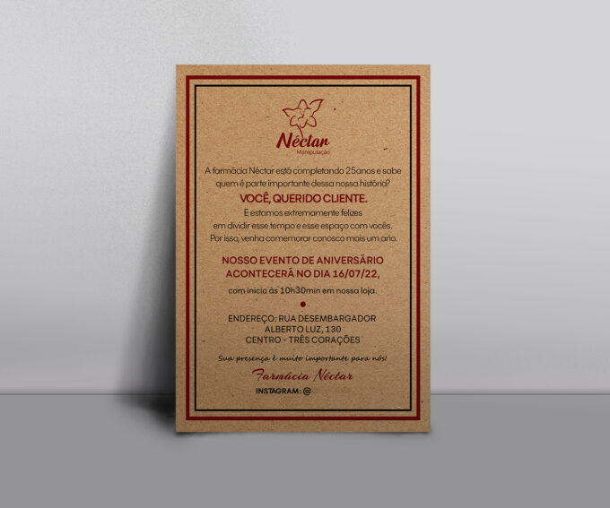 Convite Rústico para Inauguração de loja - Personalizado