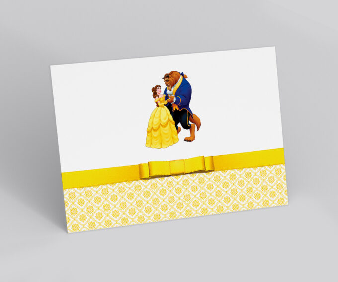 Convite Personalizado Aniversário Debutante 15 Anos A Bela e a Fera Amarelo e Azul