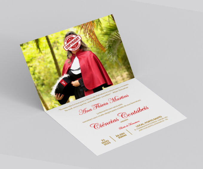 Convite Vermelho Para Formatura Curso de Ciências Contábeis Com Foto