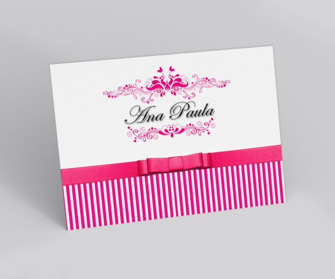 Convite Personalizado para Aniversário 15 Anos Debutante Rosa Pink Listras