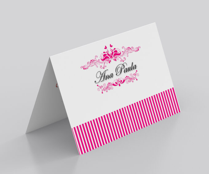 Convite Personalizado para Aniversário 15 Anos Debutante Rosa Pink Listras