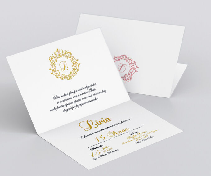 Convite Clean Minimalista Rosê Dourado
