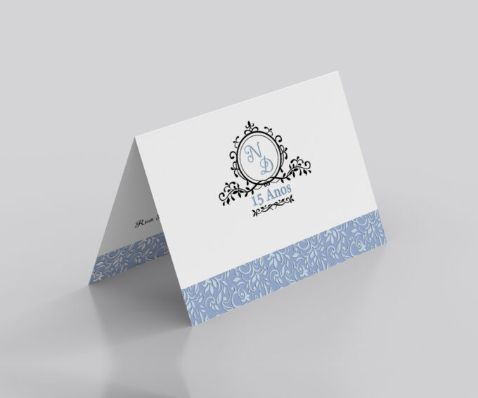 Convite Pequeno Para Festa Aniversário Debutante 15 Anos Azul Serenity