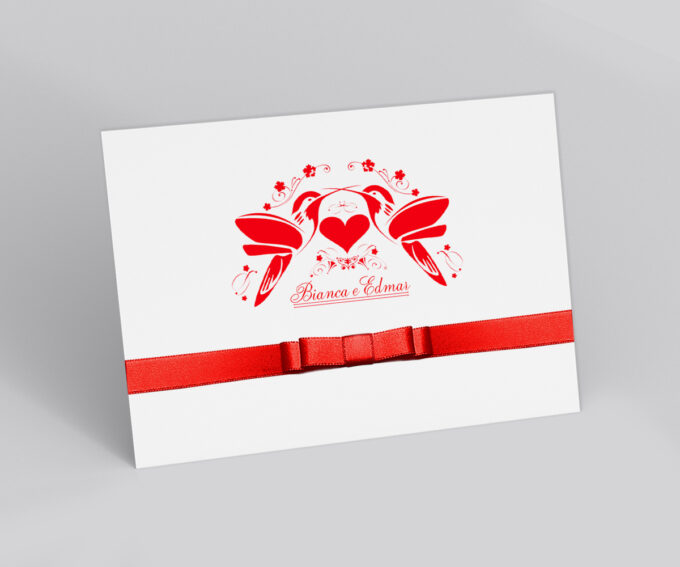 Convite Casamento Noivado Aniversário Passarinhos Beija Flor Coração Vermelho