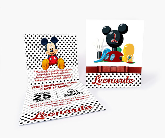 Convite Personalizado para aniversário Infantil Casa do Mickey