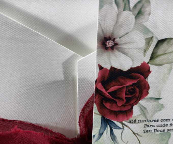 Convite Clássico para Casamento floral marsala Papel Especial Markatto