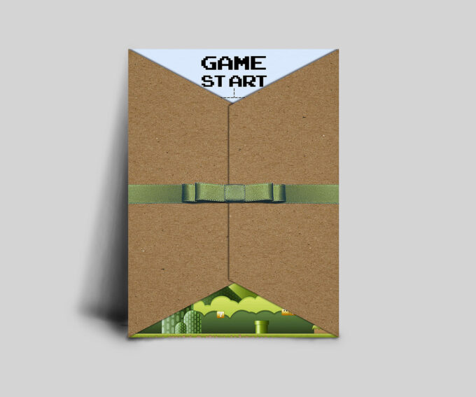 Convite Casamento Aniversário com Envelope Super Mario