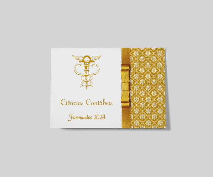 Convite para Formatura Ciências Contábeis Dourado Personalizado Formandos