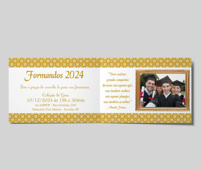 Convite para Formatura Ciências Contábeis Dourado Personalizado Formandos