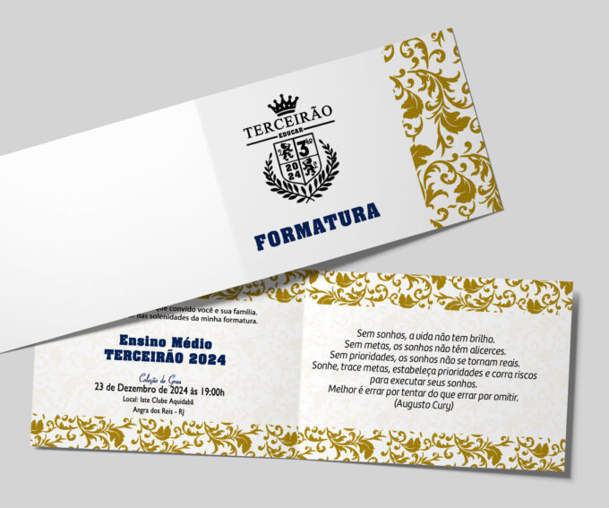 Convite de Formatura Terceiro Ano Formandos Terceirão Azul