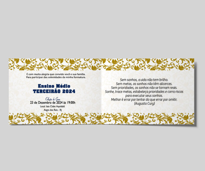 Convite de Formatura Terceiro Ano Formandos Terceirão Azul
