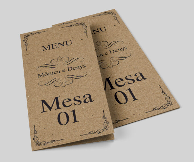 Menu Cardápio de Mesa com numeração Festa Rústica Casamento noivado aniversario