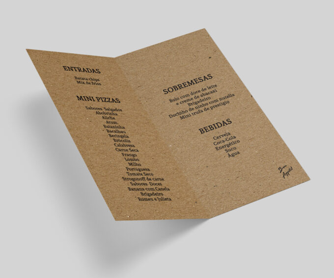Menu Cardápio de Mesa com numeração Festa Rústica Casamento noivado aniversario