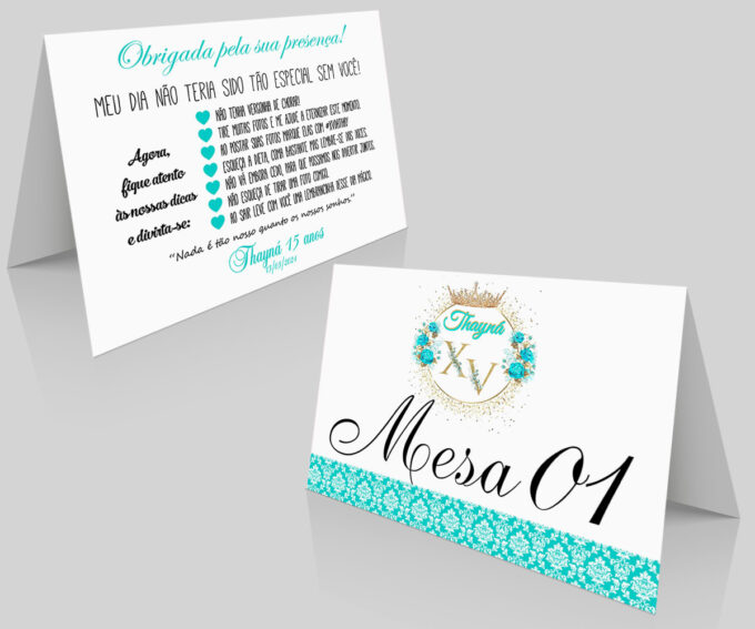 Numeração de Mesa casamento 15 Anos Aniversário Azul Tiffany