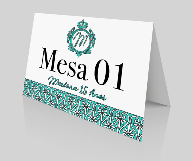 Marcador de Mesa casamento 15 Anos Aniversario Azul Tiffany