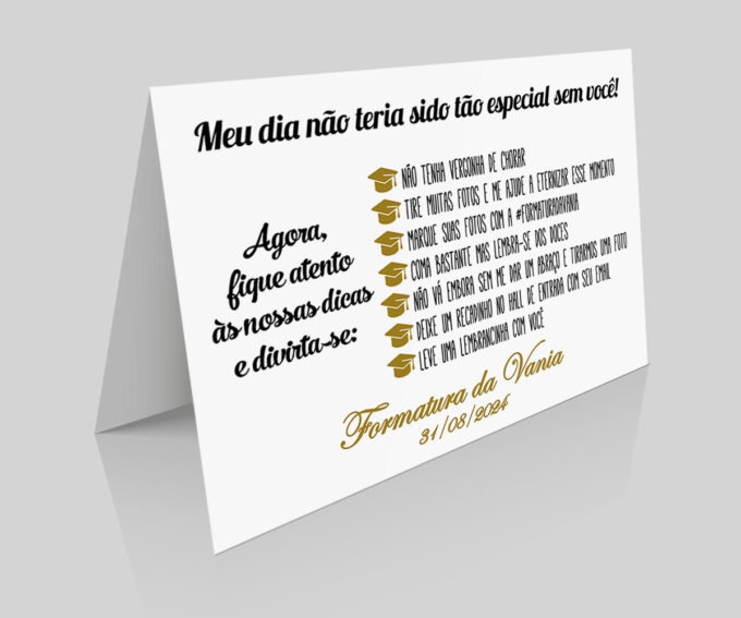 Placa com QR Numeração de Mesa para Formatura Dourado