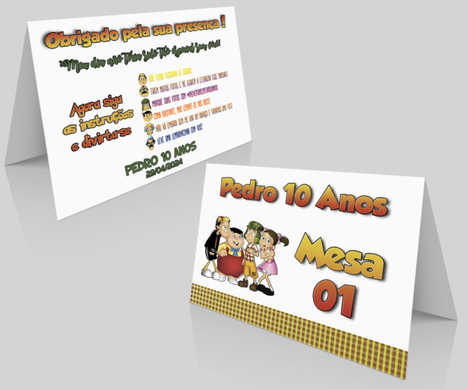 Placa Numeração de Mesa para Aniversário infantil Tema Chaves