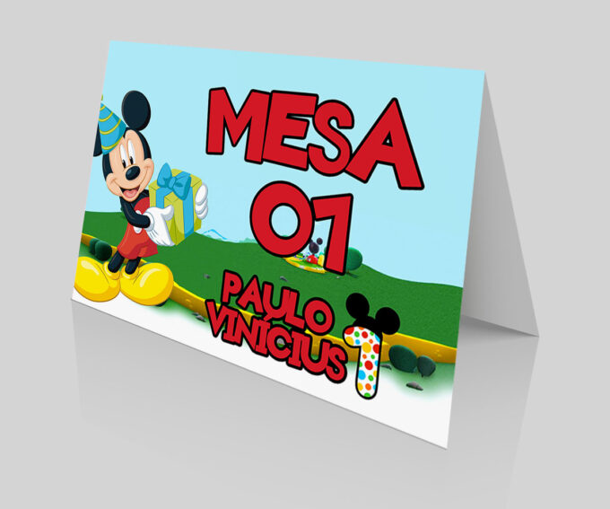 Placa Numeração de Mesa para Aniversário 1 aninho Tema Mickey