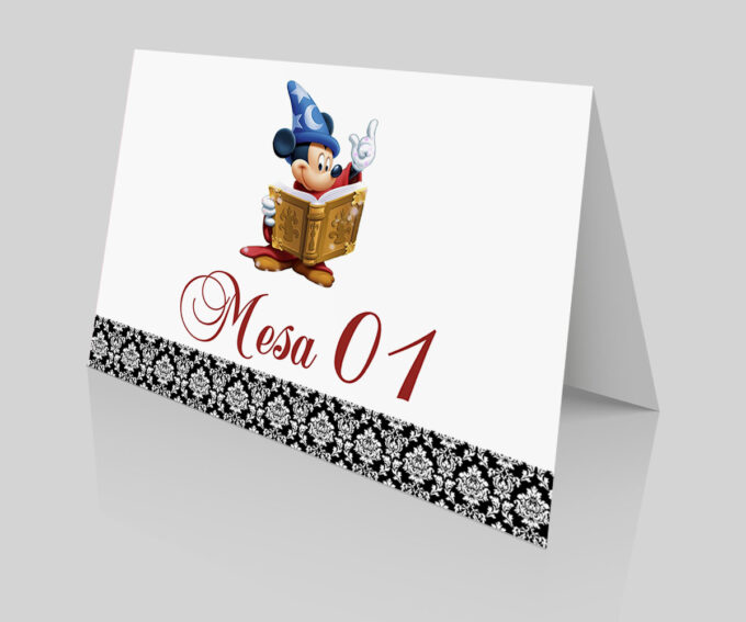 Placa Numeração de Mesa para Aniversário 1 aninho Tema Mickey Mágico