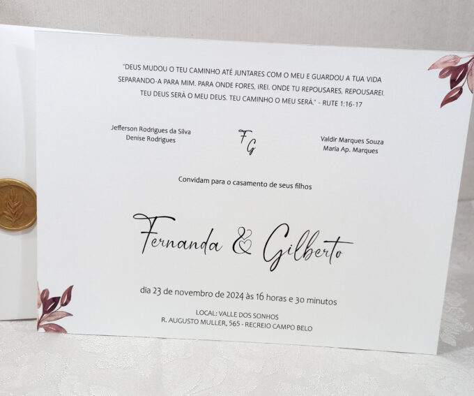Convite com envelope carta casamento15 anos aniversário Papel especial