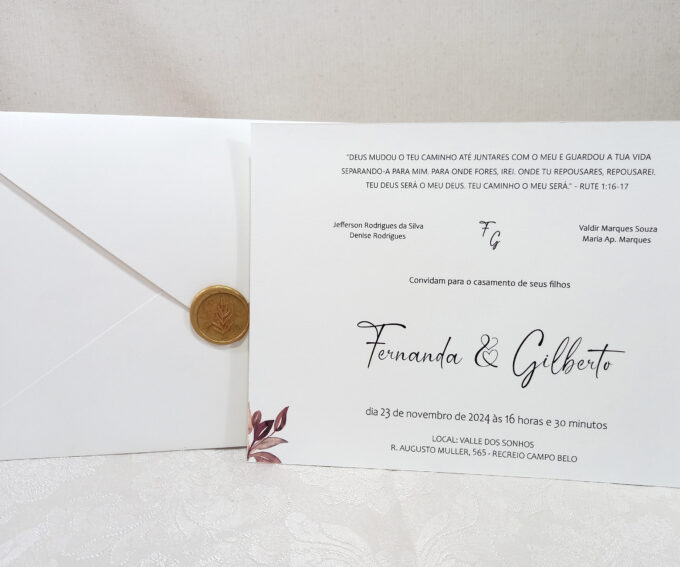 Convite com envelope carta casamento15 anos aniversário Papel especial