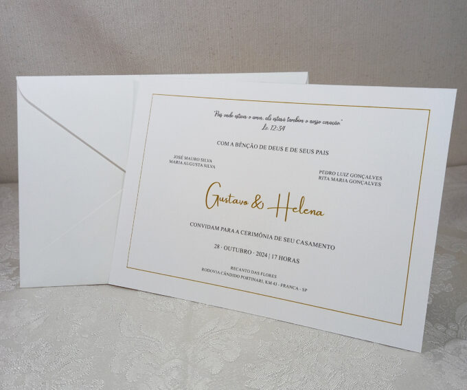 Convite branco e dourado com envelope carta casamento15 anos aniversário Papel especial
