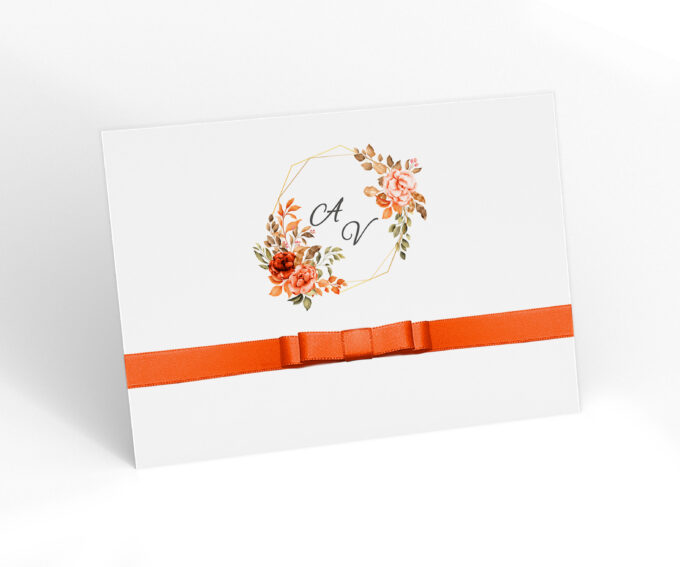 Convite para casamento personalizado Pantone Coral floral Peach Fuzz