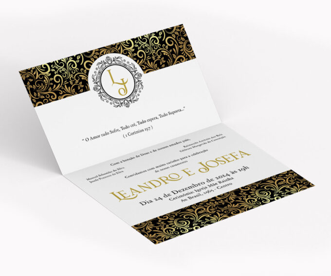 Convite para Casamento aniversário 15 anos Dourado