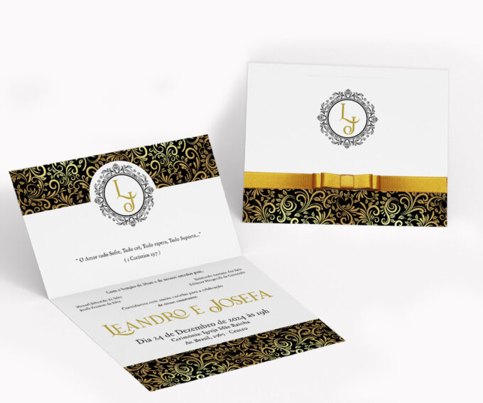 Convite para Casamento aniversário 15 anos Dourado